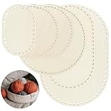 Luomorgo 6PCS Natural Wooden Basket Base Set (3PCS Oval & 3PCS Round) - Solid Unfinished Crochet Basket Bottom for DIY Weaving, Knitting Crafts