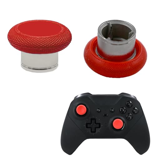 Image of 2 Pcs Metal Short Thumbsticks Replacement for Xbox Elite Series 2 Controllers,Short Concave Magnetic Analog Joysticks for Xbox Elite Series 2 Core Standard Height Thumbsticks(Red)