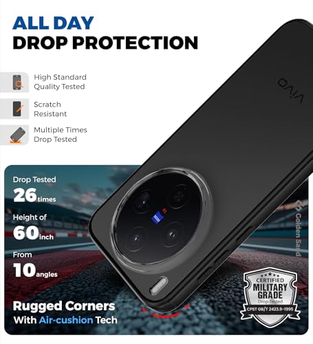 Image of Golden Sand TPU+PC Anti-Scratch Shockproof Sleek Hybrid Armor Back Cover Case Compatible with Vivo X300 5G | Translucent Anti-Yellow Military-Grade Drop Protection Cover (Phantom Black)