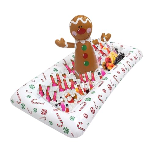 Bandeja de comida inflable, bandeja para servir para guardar hielo, 47,64 x 23,62 x 23,62 x 21,65 pulgadas, soporte para gingerbread man, contenedor refrigerante, ideal para exteriores, interiores
