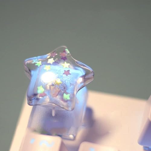 Miniatura 1 de YupYay Teclado transparente personalizado hecho a mano con diseño de estrella tecla de perfil cereza tecla retroiluminada regalo de altura R4 para