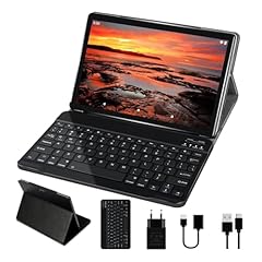 SUAAT 2025 10 pollici Android Tablet 4GB RAM + 64GB ROM con Quad Core | Batteria 8000mAh | Doppia fotocamera 5+8MP | WiFi 5G| Bluetooth | OTG | MicroSD 4-256 GB, con custodia - Grigio