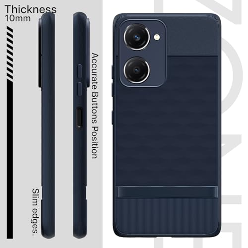 Image of Pikkme Back Cover for iQOO Z9 Lite 5G / Vivo T3 Lite 5G / Vivo Y18 / Y18e / Y03 Camera Protection 3D Hexa Cube Design Silicone Protective Bumper Case (Blue)