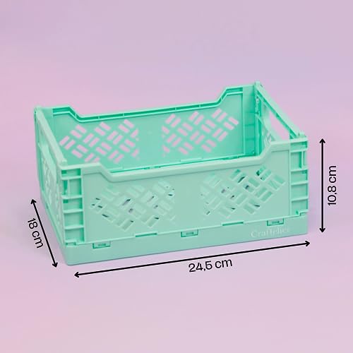 Image of Craftelier - Box for Organisation and Storage of Scrapbooking and Craft Materials | Foldable and Stackable Design | Large Size - Open Box Measures 24,5 x 18 x 10,8 cm - Colour Turquoise