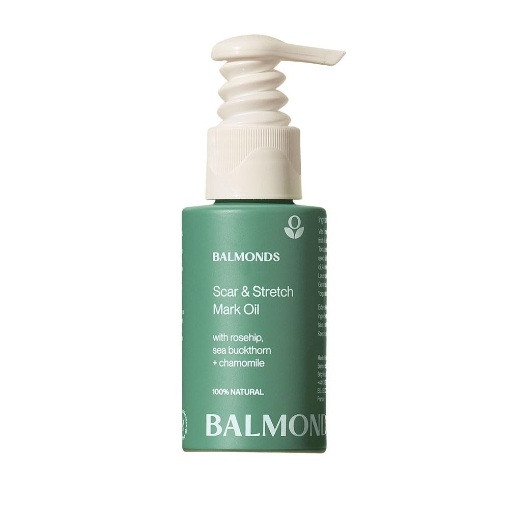 BalmondsScar and Stretch Mark Oil 50ml - 100% Natural Blend of Rosehip, Borage and Sea Buckthorn Oils - Helps Improve The Appearance of Scars, Uneven Skin Tone, Acne Scars & Stretch Marks