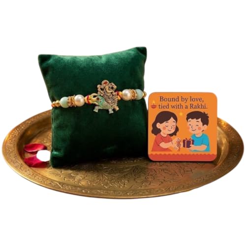 Image of SAUDEEP INDIA Decorative Fridge Magnet for Refrigerator Decor | Rakhi for Brother | Raksha Bandhan Gift Combo Set | Cotton Thread Rakhi for Bhai Bhaiya | Festive Home Decor Item(Ganesh)