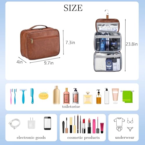 Portable Hanging Travel Toiletry Bags for Men Women Leather Toiletry Bag Waterproof Clear Toiletry Bag Large Organizer Bag for Toiletries2
