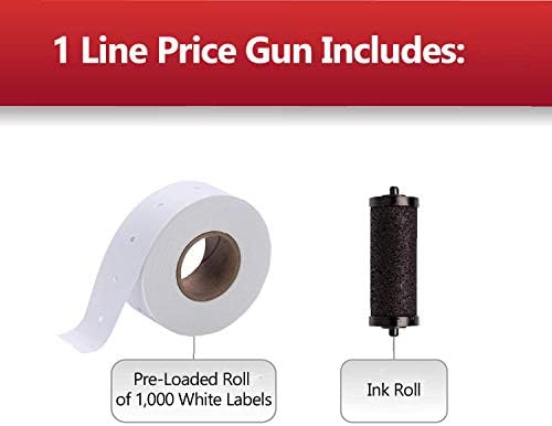 Perco Pro 1 Line Price Gun - Includes 1 Line Pricing Gun, Pre-Loaded Roll of 1,000 White Labels and Ink Roll