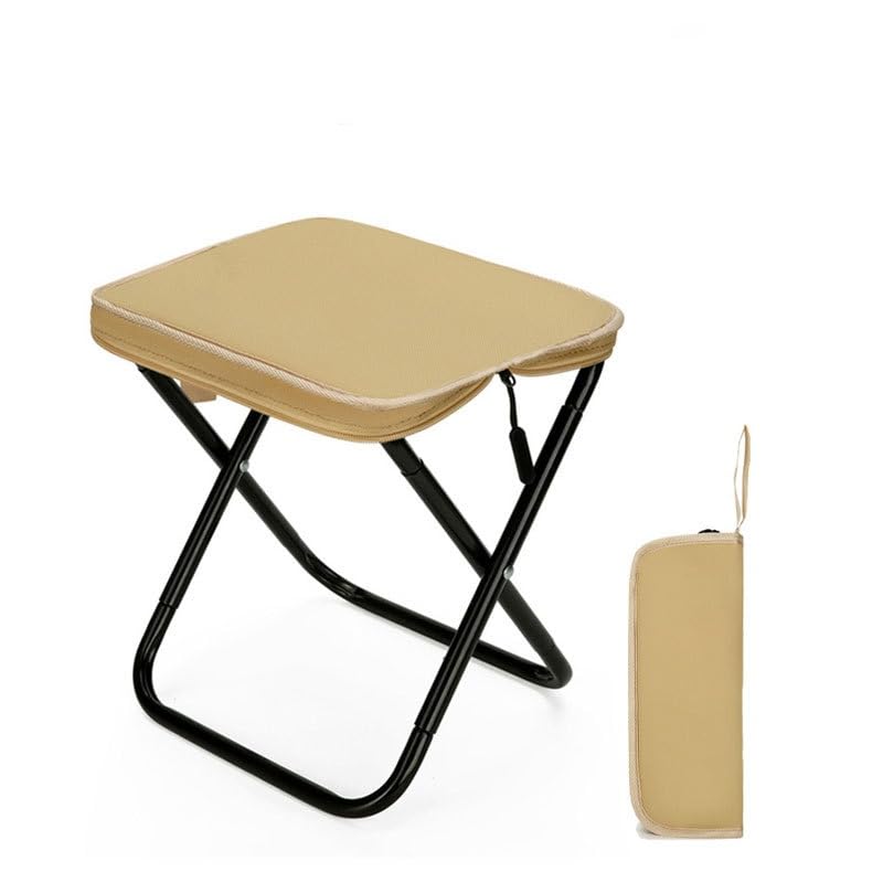 Mini Sillas Plegables, Pequeño Taburete Plegable Portátil, Taburete Plegable Exterior, Mini Silla Camping, con Bolsa de Transporte, para Pesca Senderismo Acampada Picnic Viaje Caqui