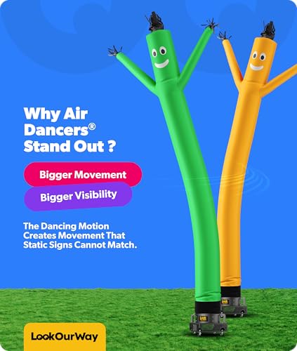 Image of LookOurWay Air Dancers Wacky Waving Inflatable Tube Man Set - 20 Feet Tall Inflatable Dancing Man with Blower for Business Advertising