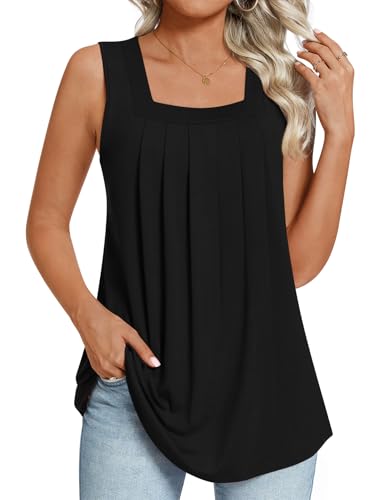 LONGYUAN Womens Tank Tops Summer Sleeveless Tunic Square Neck S-4XL