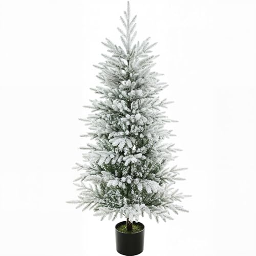 Norme 1 Pcs 4 ft Snow Flocked Norfolk Pine Christmas Tree Artificial Faux Plants Tree Outdoor Indoor...