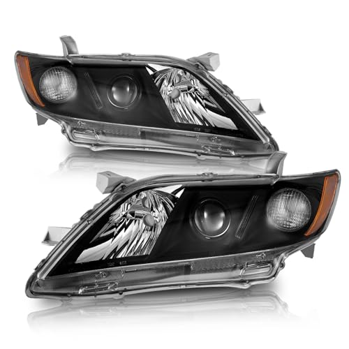 Image of WEELMOTO Anti-Fogging Headlights for 2007-2009 Toyota Camry(Exclude Hybird) | 2007 2008 2009 Camry (US Version), Black Housing Amber Reflector, OEM: 8113006201, 8113006202, 8117006201, 8117006202