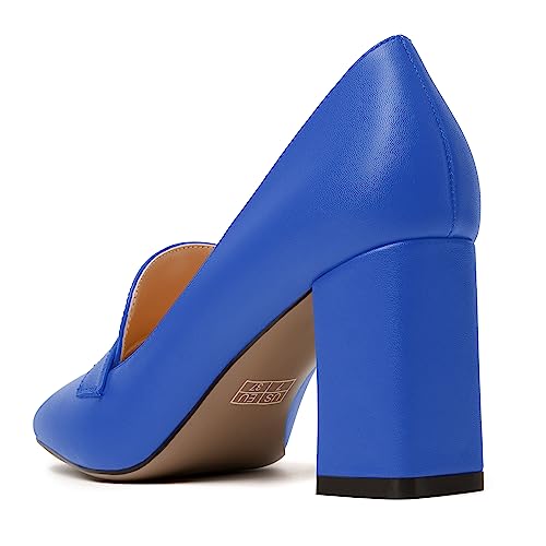 Image of MODENCOCO Womens Sexy Formal Matte Slip On Square Toe Work Block High Heel Loafers Shoes 3.5 Inch