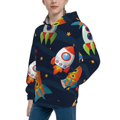 Spaceships and Stars Kid Hoodies Boys Sweatshirts Girls Pullover with Pocket2