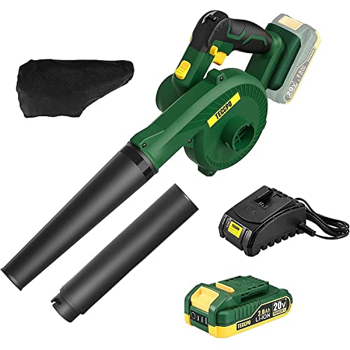 TECCPO Cordless Blower/Sweeper, 20V 2.0Ah Lithium Battery, Fast Charger, 145MPH, 18000RPM, Dust Bag, Electric Blower for Blowing Dust, Small Trash, Car, Computer Host, Hard to Clean Corner