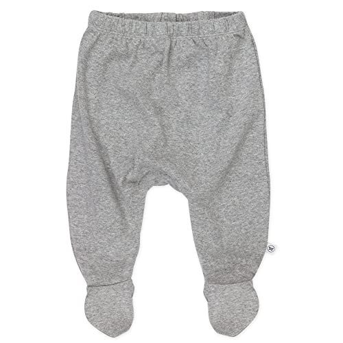 Image of HonestBaby Baby 3-Pack Footed Pants Roomy Fit Pull on Bottoms 100% Organic Cotton for Infant Baby Boys, Girls, Unisex