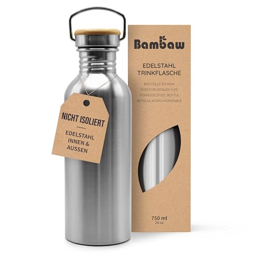 Bambaw – Einwandige Edelstahl Trinkflasche 750ml, Nicht Isolierte Wasserflasche aus Edelstahl, Unisâ€¦ – Miniatur