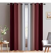 Yakamok Red and Greyish White Ombre Curtains, Room Darkening Gradient Color Curtains for Bedroom,...