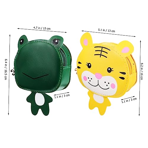 2pcs Kawaii Cartoon Frog and Tiger Crossbody Bags for Little Girls Pu Shoulder Messenger Bags with Animal Design for Toddlers to Store Coins and Cards2