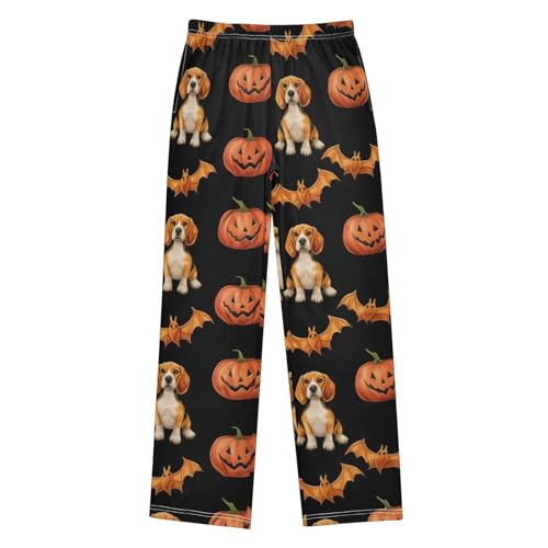 Beagle Bat Pumpkin Boys Long Pants Soft Trousers Elastic Waist Kids Lounge Bottoms with Pockets S-XL