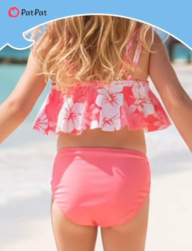 Image of PATPAT Family Matching Swimsuits Two Piece Hawaiian Tropical Beach Bikini and Swim Trunks Set Mommy and Me Bathing Suits