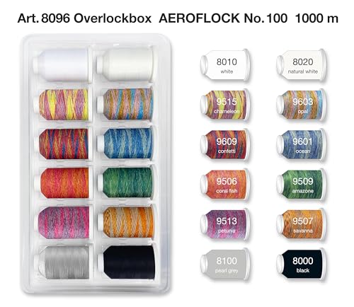 Madeira Aeroflock hilo Filanca n.100 overlock 12 x 1000 metros hilo para máquina de coser overlock colores mixtos hilo elástico a granel miniatura 2