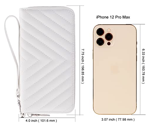 Brentano Vegan Leather Slim Single-Zipper Chevron Embroidered Wallet with Removable Wrist Strap4