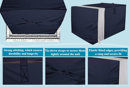 Image of The Furnishing Tree window ac cover suitable for BlueStar 0.75 Ton 3WAE081YDF, Blue Color Elastic fit Cover for front and rear Of Window Ac