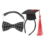 OSOLADY ペット用博士帽 小型犬猫対応 リボン付き卒業帽キャップ 卒業式撮影用 フェルト製アクセサリー