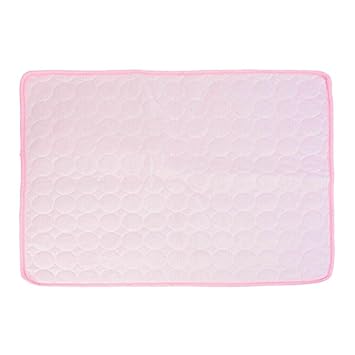 Meri Shopp Pet Dog Cooling Mat Breathable Ice Silk Pad Foldable Portable Pink_50x40cm