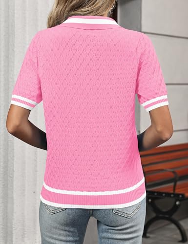 Image of Rapbin Womens Short Sleeve Knit Polo Shirts Summer Spring Sweater Tops