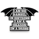 Moonmoli I Am No Damsel in Distress I Am A Dragon in A Dress Feminist Pins with 2 Secure Butterfly C