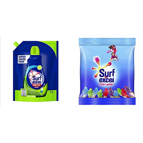 Image of Surf Excel Matic Top Load Liquid Detergent 2 L Refill- Super Saver Offer Pack & Easy Wash Detergent Powder, 3 kg