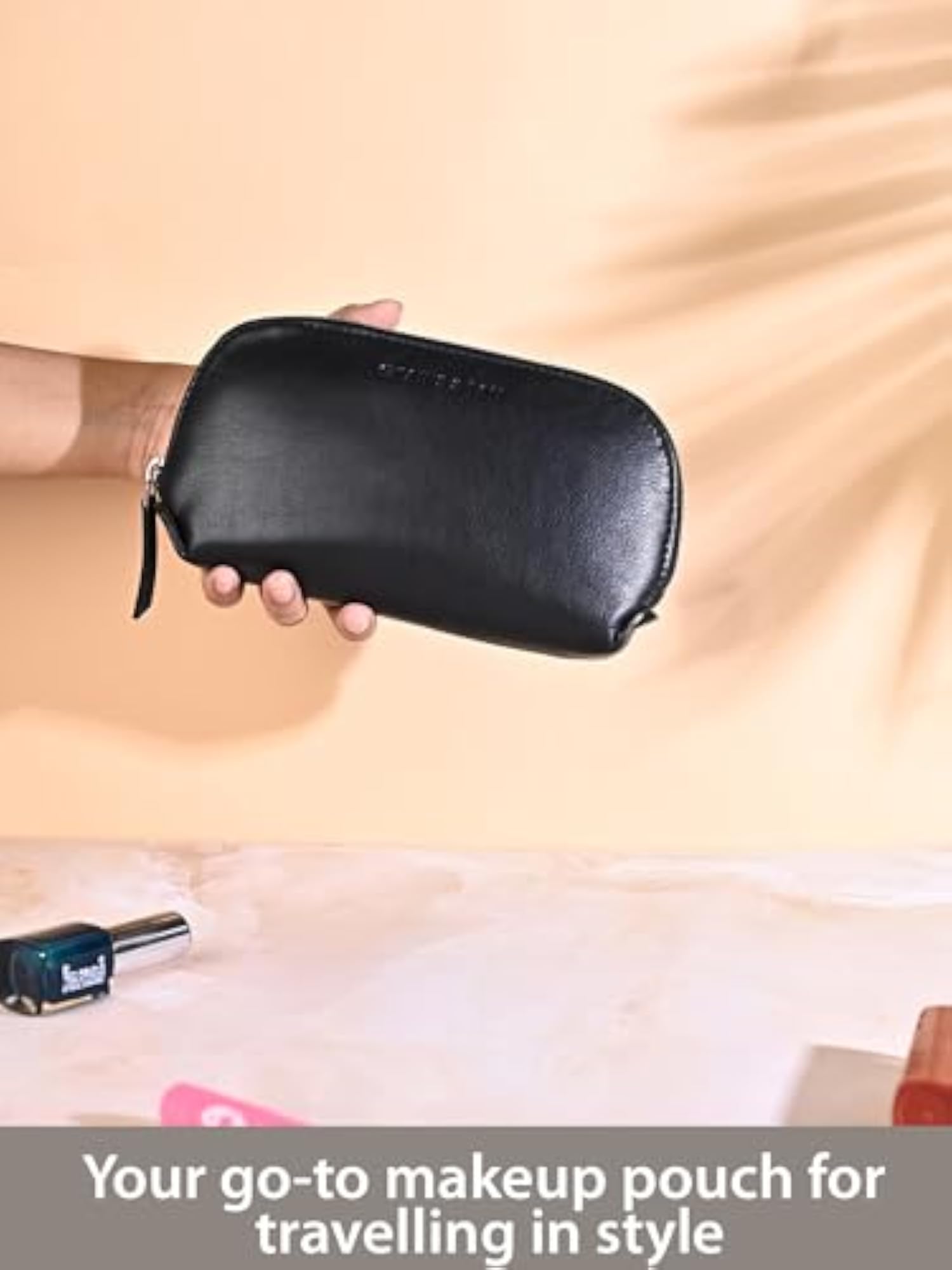 Genuine Leather Makeup Pouch, Cosmetic Clutch Organizer