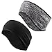 Mture Sport Stirnband, Stirnbänder Winter Ohrenwärmer Dehnbar Stirnband Sport Ohrenschützer Thermal Headband für beim Jogging, Wandern, Fahrrad und Motorrad Fahren(Schwarz + Grau)