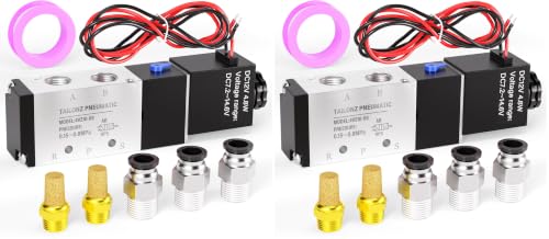 Image of TAILONZ PNEUMATIC 1 /4 inchNPT Solenoid Valve DC12V Single Coil Pilot-Operated Electric 2 Position 5 Way Connection Type 4V210-08 Outlet wire (Pack of 2)
