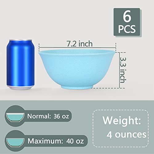 Wheat Garden 40 Oz Large Cereal Bowls, 7.2 Inch Wheat Straw Plastic Serving Bowls, Stackable Kitchen Bowls, Bpa-Free Dishwasher Microwave Safe -Sturdy Bowls For Fruit,Yogurt,Snack -Set Of 6 #TOP2