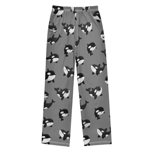 Cartoon Orca Killer Whale Pajama Pants Long Sleep PJ Pant Pajama Bottoms Elastic Waist Lounge Pants with 2 Pockets S2
