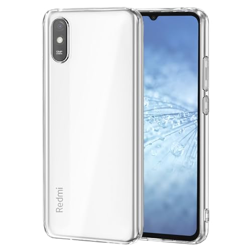 NEW'C Cover per Xiaomi Redmi 9A, Custodia Gel Trasparente Morbida Silicone Sottile TPU [Ultra Leggera e Chiaro]