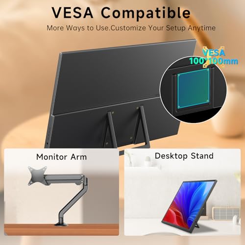 Image of 23.8 Inch Portable Monitor for Laptop, 120Hz FHD 1080P IPS External Monitor, 400 Nits HDR Large Second Screen with USB-C HDMI, VESA Compatible Travel Monitor for MacBook PC Phone PS5 Xbox Switch