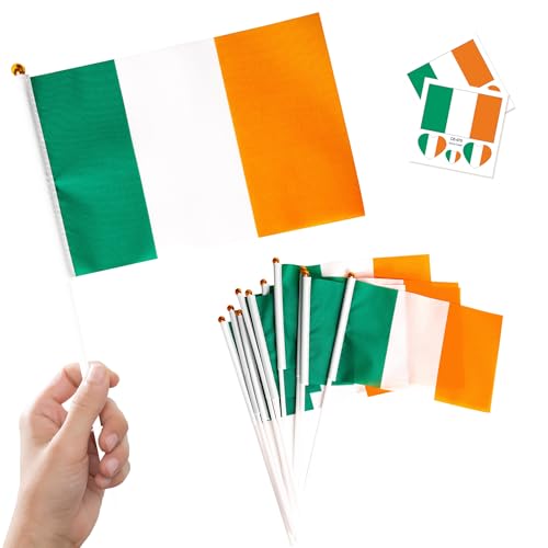 1,5 x 0,9 m große Irland-Flagge, Irland-Flagge, kleine Wimpelkette, große Irland-Flagge für Veranstaltungen, Feiern, Paraden, Bar, Garten, Outdoor, Party-Dekorationen