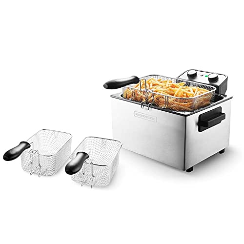 Friteuse Semi-pro 3000w 5l Avec Fenêtre En Verre K-fry Xl Inox De Kitchencook Cover