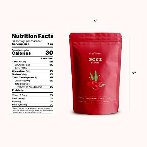 SB Organics Goji Berries - 1 lb Bag of Organic Non-GMO Vegan Dried Goji Berry - Free of Sulfites, Gluten, Dairy, and Soy - Thumbnail 7