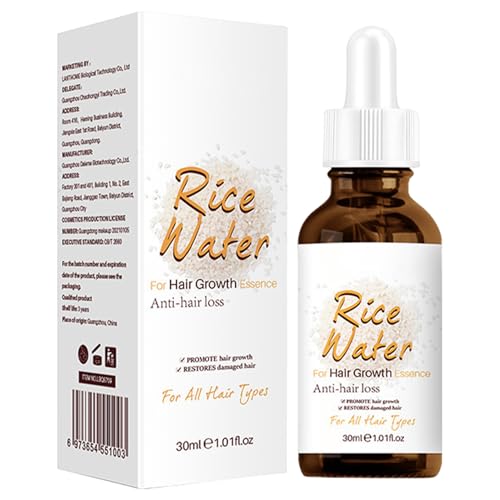 Agua de arroz orgánica, nutritiva para el crecimiento del cabello, repara el crecimiento dañado, 30 ml de agua de arroz para el crecimiento del cabello, fortalece la raíz para un rápido crecimiento