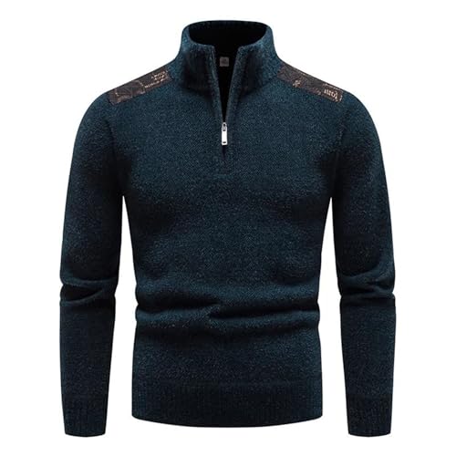 Men's Business Casual Knitwear Sweater Winter Thicker Warm Half Zipper Standing Neck Pullover Sweaters2