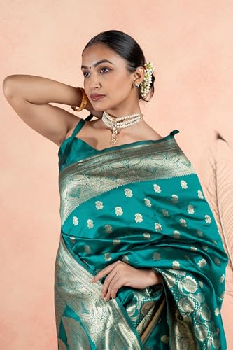 Image of Subham Women Saree Chandrakor Paithani Silk Cotton | Soft Daily Wear Golden Zari Sari with Unstitched Blouse