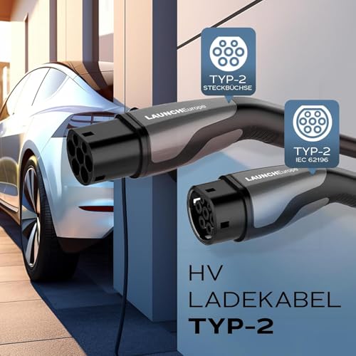 Câble de charge voiture électrique Type 2 triphasé 22kW 7m pour recharge rapide BEV