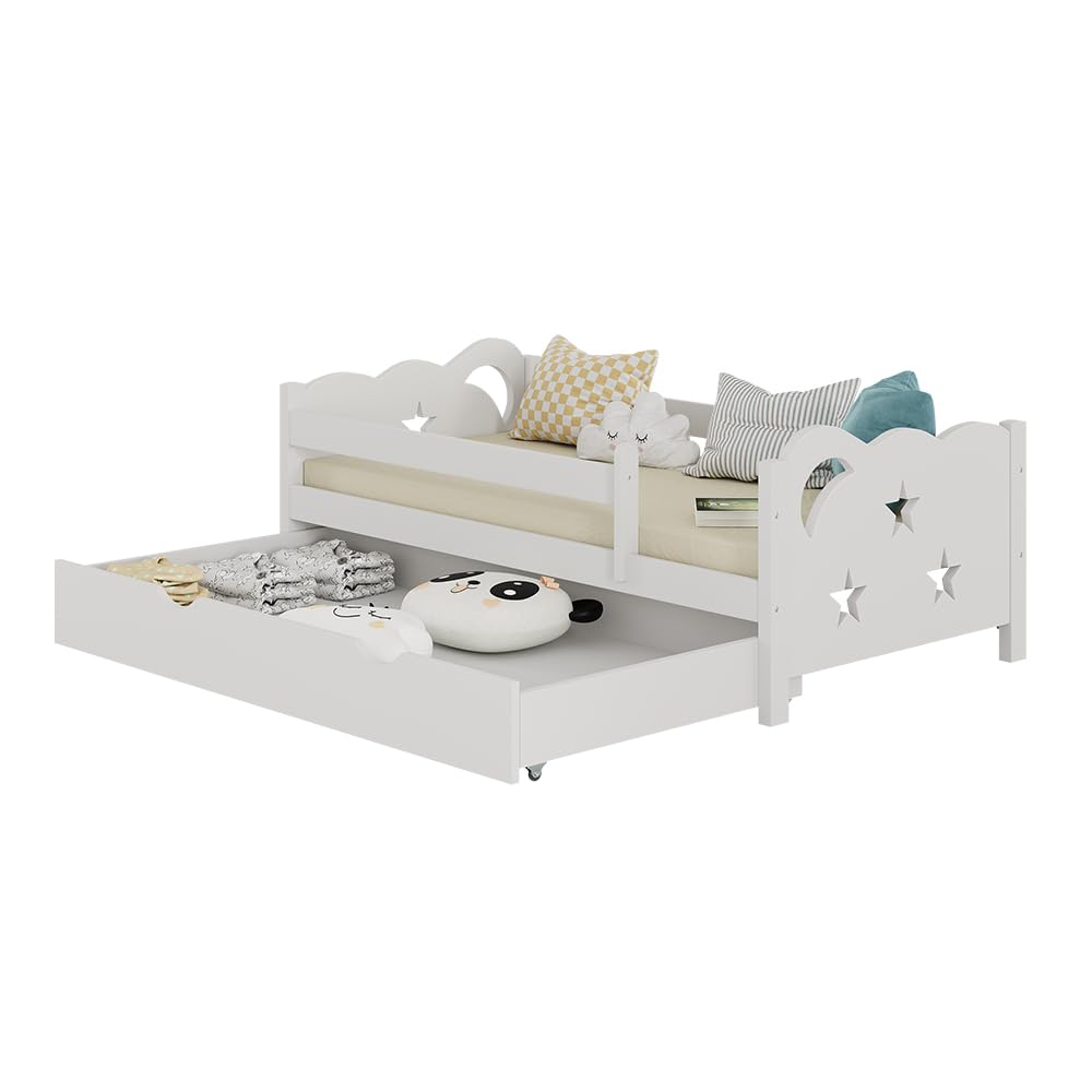 VitaliSpa Cama Infantil Jessica, Blanco, 70x140 cm | con cajón, sin colchón, extensible como cama juvenil, combinable con la serie Jessica