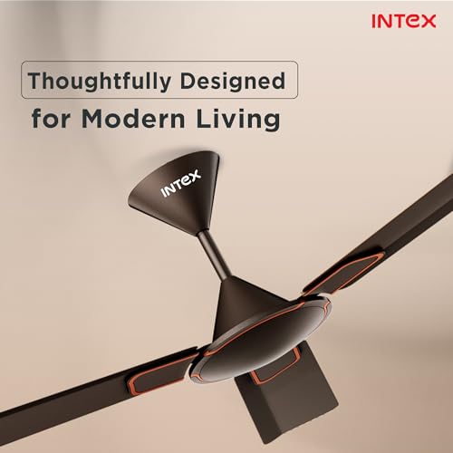 Image of Intex Opulux 1200MM Ceiling Fan 3 Blade 360 RPM | High Speed Motor 230 CMM | Air Delivery 52W | Anti Dust Coating Inverter Compatible | 3 Speed Control 24 Month Warranty (Chocolate Brown)